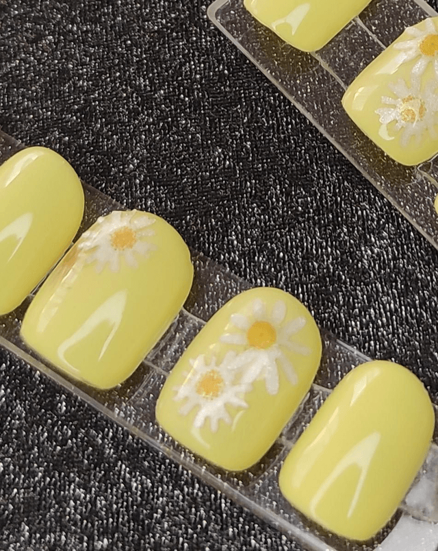 Kit Press-on jaune pastel tournesols Taille XS